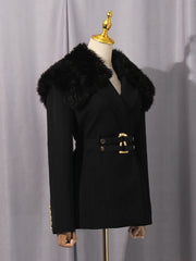 Shaggy-Collar Tailored Jacket