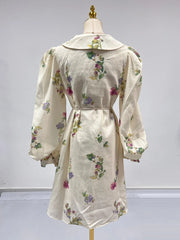 Floral Oversized-Collar Dress