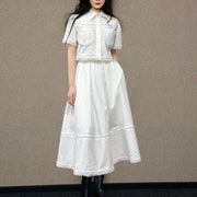 Cropped Shirt and Pleated Skirt Set