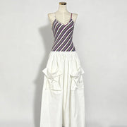 Striped-Bodice Pocket Dress