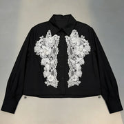 Contrast Lace Applique Shirt