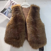 Shaggy Cropped Open-Front Vest