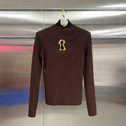 Keyhole-Motif Crewneck Sweater