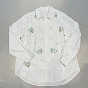 Floral-Detail Relaxed Button Shirt