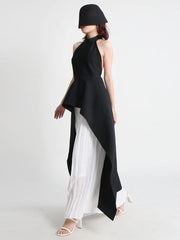 Asymmetric Halter Top and Skirt Set
