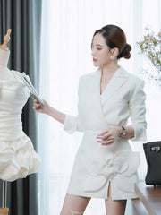 Floral Applique Blazer Mini Dress