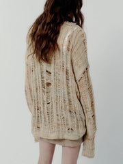 Openwork Long-Sleeve Sweater