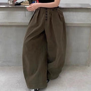 Button-Front Wide-Leg Pants