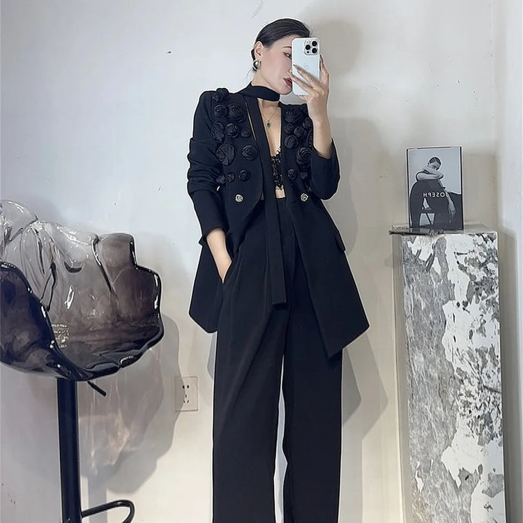 Applique Blazer and Pants Set