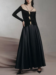 Off-Shoulder Full-Skirt Dress