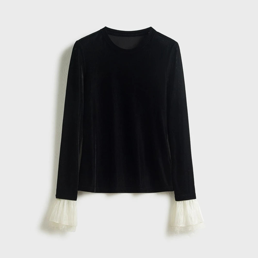 Ruffle-Cuff Long-Sleeve Top