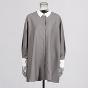 Contrast-Collar Longline Jacket