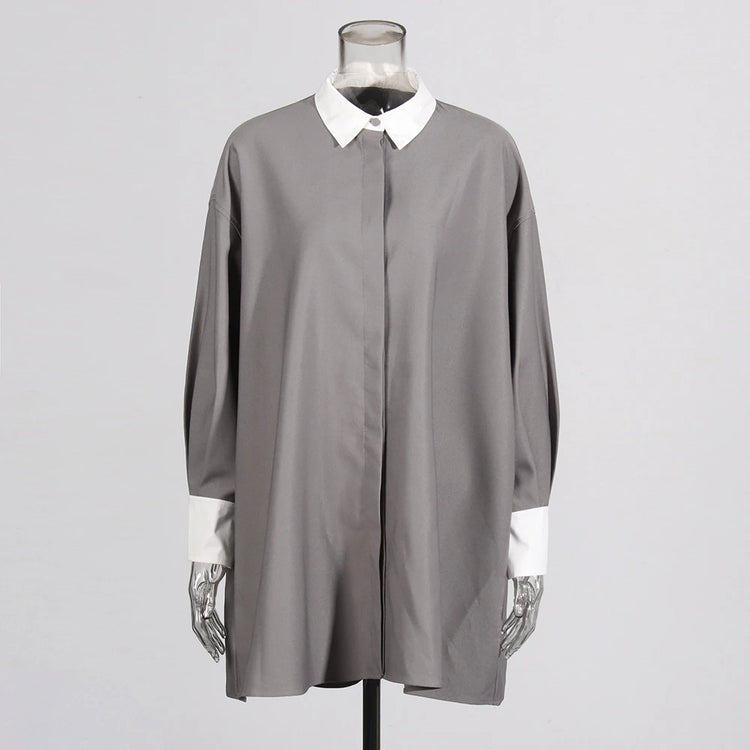 Contrast-Collar Longline Jacket