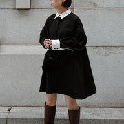 Contrast-Collar Longline Jacket