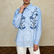 Contrast Floral Button-Up Shirt