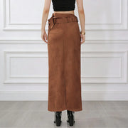 High-Waist Straight Long Skirt