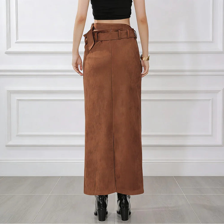 High-Waist Straight Long Skirt