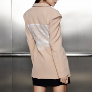 Lace-Panel Longline Blazer