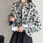 Floral Shawl-Collar Cardigan