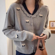 Scalloped-Neck Motif Cardigan
