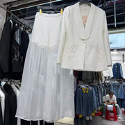 Shawl-Collar Jacket and Sheer Pants Set