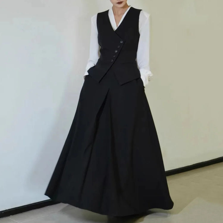 Asymmetric Vest and Skirt Set