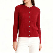 Textured Round-Neck Cardigan