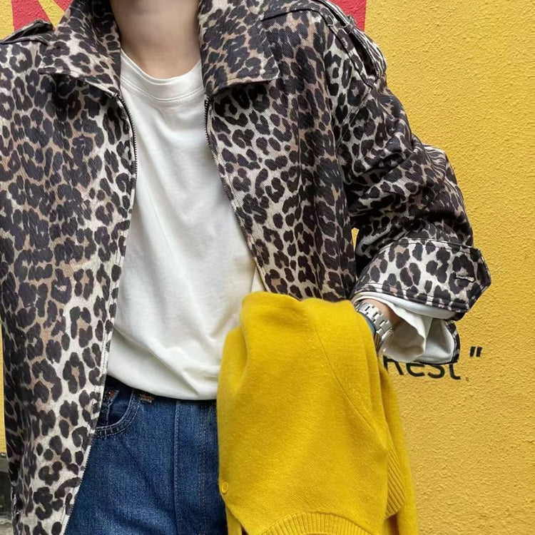 Leopard-Print Zip-Up Jacket