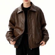 Glossy Zip-Up Collared Jacket