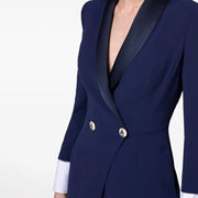Shawl-Collar Long Blazer Dress