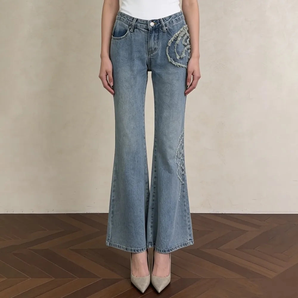 Embellished Cropped Flared Jeans