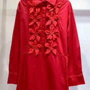 Floral Applique Shirt Dress