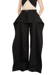 Layered-Pocket Wide-Leg Pants