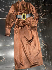 Draped High-Neck Dress