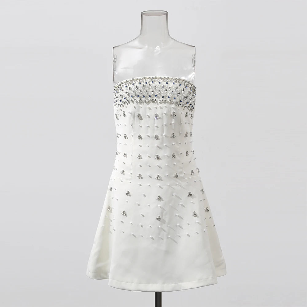 Embellished Strapless Mini Dress
