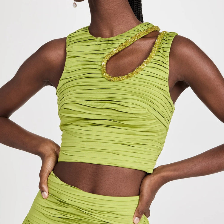 Ruched Cutout Top and Skirt Set