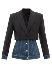 Contrast-Panel Tailored Blazer