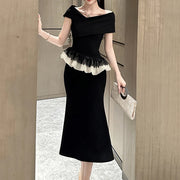 Off-Shoulder Ruffle-Waist Dress