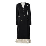 Ruffle-Hem Collared Dress