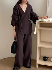 Tie-Side Sweater and Pants Set