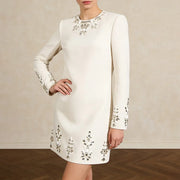 Embellished Long-Sleeve Mini Dress