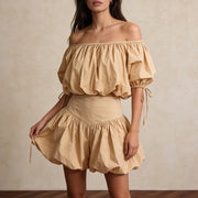 Off-Shoulder Puff-Sleeve Blouse