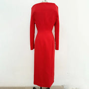 Sculpted-Collar Fitted Long Coat