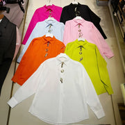 Statement-Button Oversized Shirt