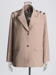 Button-Shoulder Relaxed Blazer