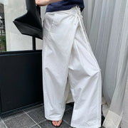 Asymmetric-Waist Wide-Leg Pants
