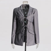 Tie-Front Cutout Blazer