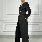 Floral-Button Longline Coat
