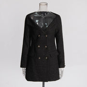 Double-Breasted Long-Sleeve Mini Dress