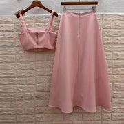Floral Applique Top and Skirt Set
